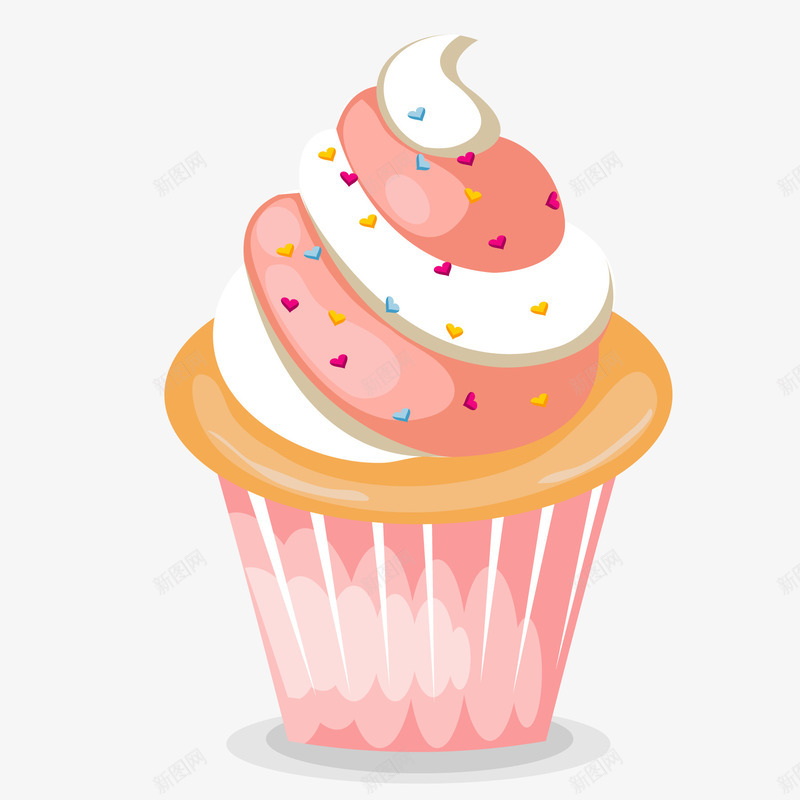 纸杯蛋糕食物矢量图ai免抠素材_新图网 https://ixintu.com 创意 卡通 粉红色 纸杯蛋糕 美食 食物设计 矢量图