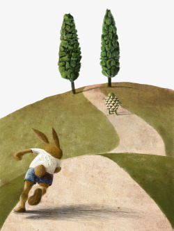 翻过山头奔跑的兔子高清图片