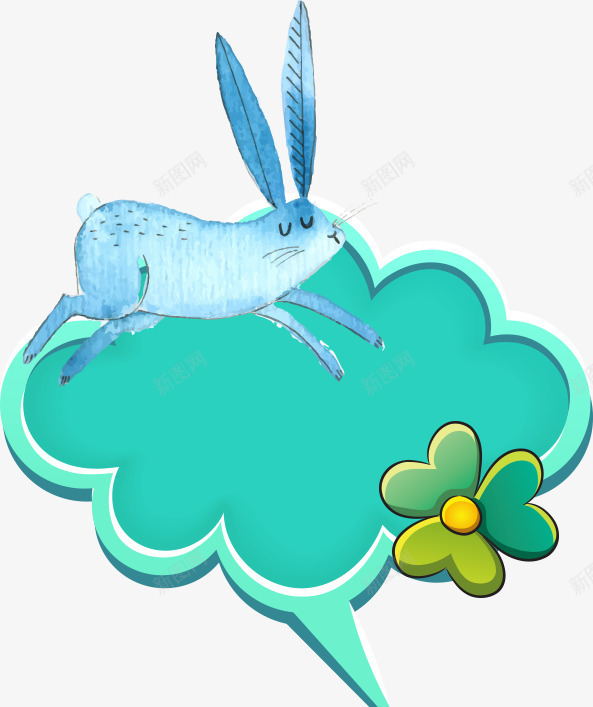 小兔子花朵对话框png免抠素材_新图网 https://ixintu.com 动物 卡通 可爱的 对话框 小兔子 简图 花朵
