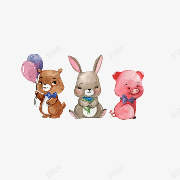 复活节的小动物们png免抠素材_新图网 https://ixintu.com 兔子 复活节 小动物 彩绘 手绘 水彩 节日