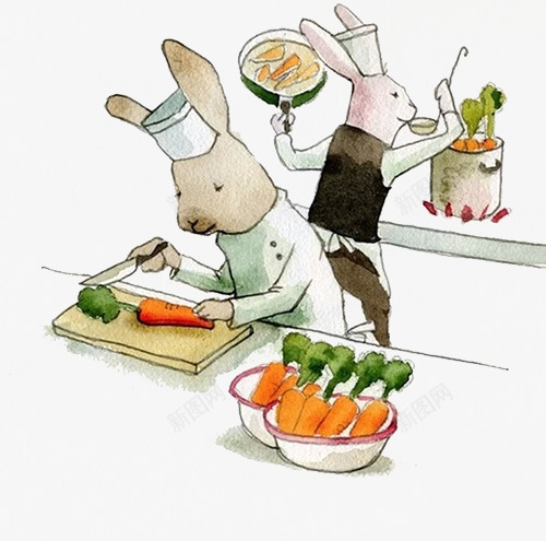 手绘做饭的兔子png免抠素材_新图网 https://ixintu.com 做饭 兔子 厨房 手绘
