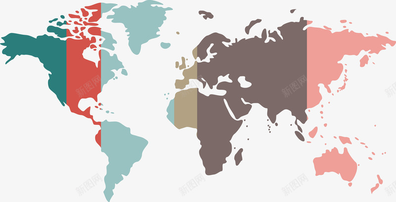 彩色世界地图矢量图eps免抠素材_新图网 https://ixintu.com 世界地图 地图 彩色地图 旅游地图 条纹地图 矢量png 矢量图