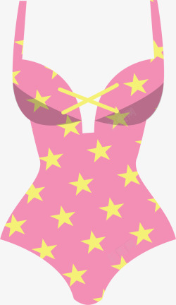 粉色泳衣星星花纹夏季泳衣矢量图高清图片