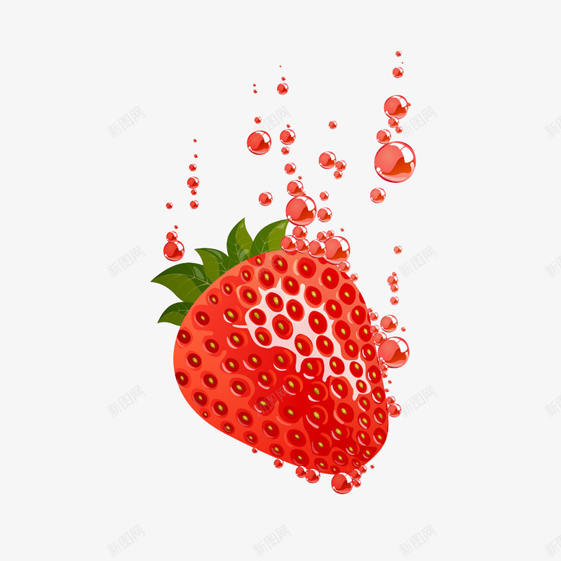 草莓psd免抠素材_新图网 https://ixintu.com 水滴 红草莓 草莓
