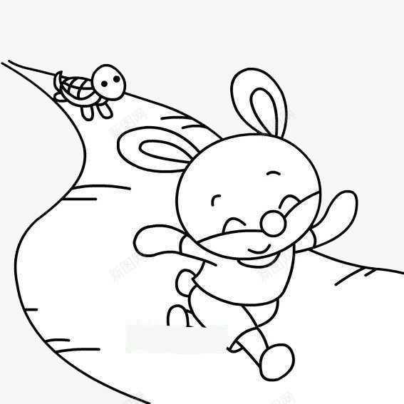 龟兔赛跑png免抠素材_新图网 https://ixintu.com 乌龟 兔子 漫画 赛跑 龟兔赛跑