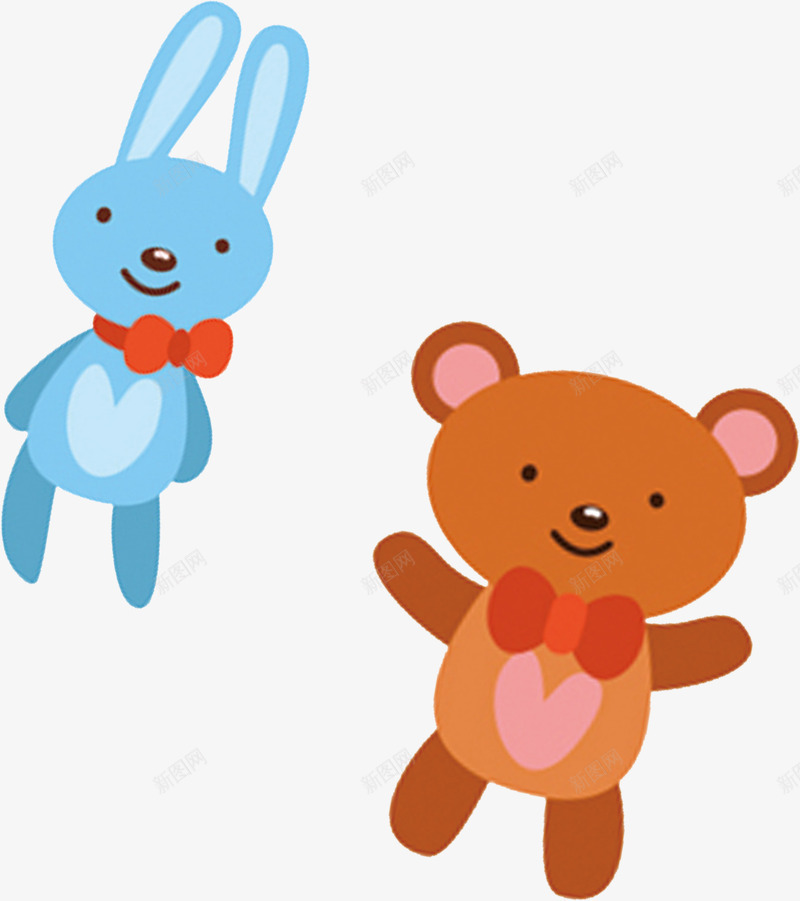 卡通兔子小熊玩偶玩具图案png免抠素材_新图网 https://ixintu.com 卡通 可爱 手绘 温馨 玩具