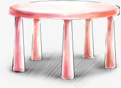 创意手绘扁平风格粉红色的凳子素材