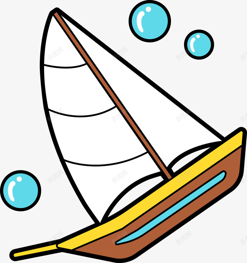 帆船简约矢量图ai免抠素材_新图网 https://ixintu.com 卡通有趣 小帆船 扁平化 水滴 海洋 矢量图案 矢量图