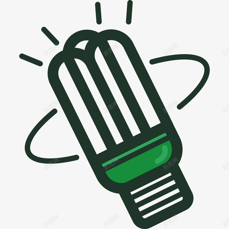 绿色手绘圆弧节能灯元素图标png_新图网 https://ixintu.com 光芒 卡通图标 发光 弧度 弯曲 手绘 灯光 点灯 绿色