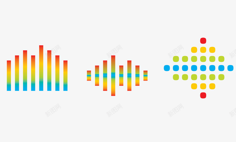 彩色长条音量图标png_新图网 https://ixintu.com 图标 图标素材 彩色长条 长条 音乐 音量