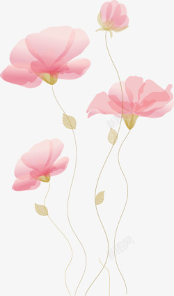 创意手绘扁平粉红色的花朵素材