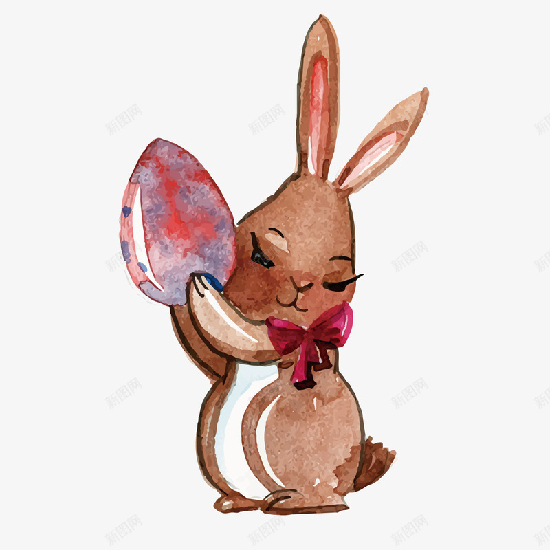 红色兔子可爱插画矢量图eps免抠素材_新图网 https://ixintu.com 兔子 可爱兔子 手绘插画 水彩手绘 鸡蛋 矢量图