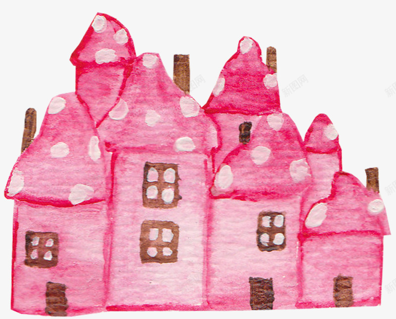 手绘制作房子png免抠素材_新图网 https://ixintu.com 免扣 制作 卡通 平面设计 房子 手绘 粉红色