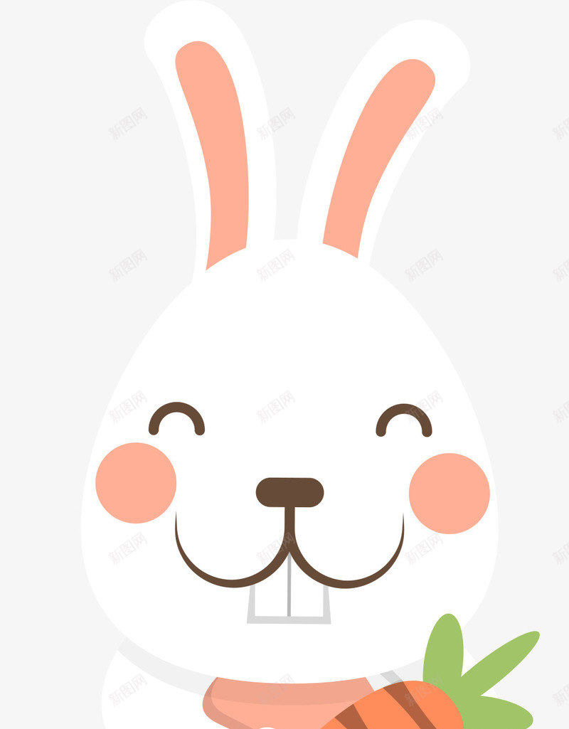复活节抱着胡萝卜的兔子png免抠素材_新图网 https://ixintu.com 可爱兔子 呆萌兔子 复活节 开心 抱着胡萝卜的兔子 白色兔子