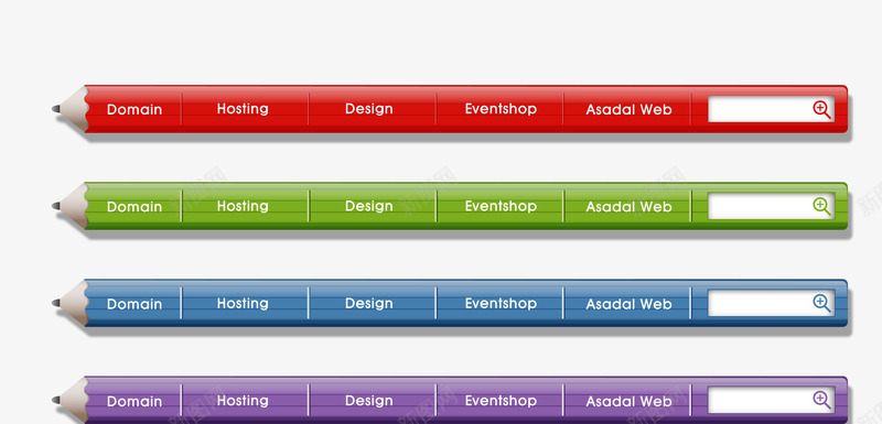 彩色导航条png免抠素材_新图网 https://ixintu.com 五彩导航 分栏导航 导航条 彩色 铅笔