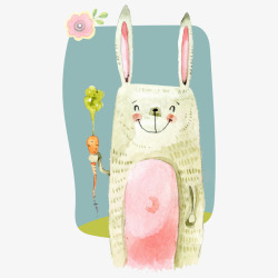手绘兔子和萝卜素材
