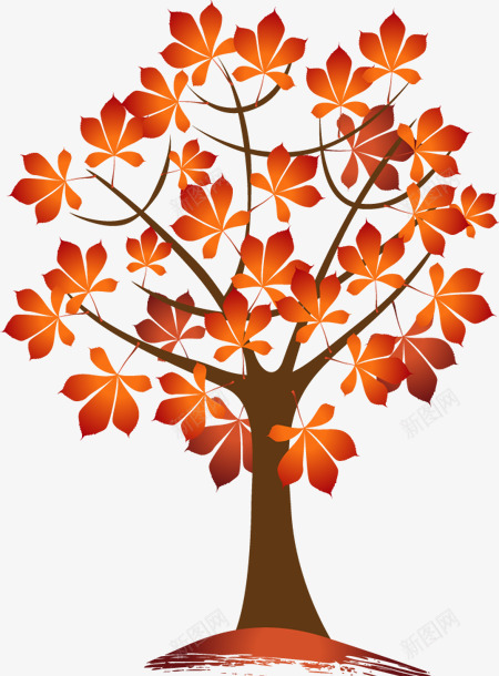 一棵红叶树png免抠素材_新图网 https://ixintu.com 一棵树 手绘树 枫叶 楸树 红色叶子