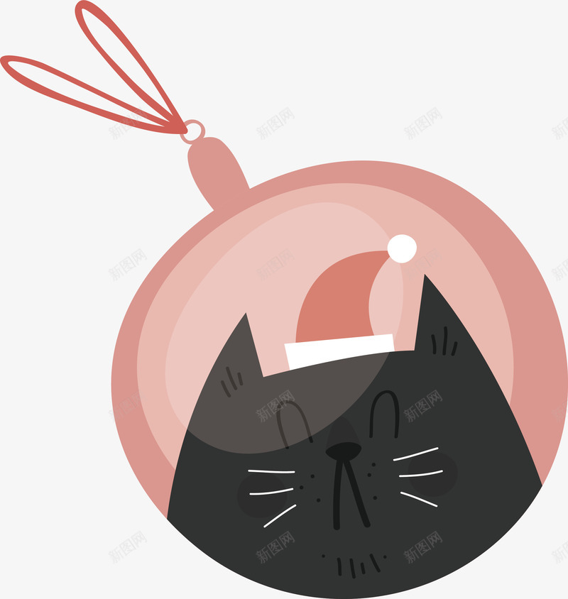 黑色猫咪圣诞球矢量图ai免抠素材_新图网 https://ixintu.com 圣诞球 圣诞节 矢量png 粉红色 粉色圣诞球 黑猫 矢量图