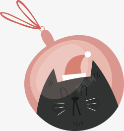 粉色的圣诞球黑色猫咪圣诞球矢量图高清图片