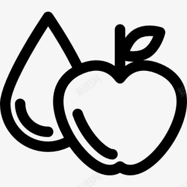 水滴和苹果的轮廓图标图标