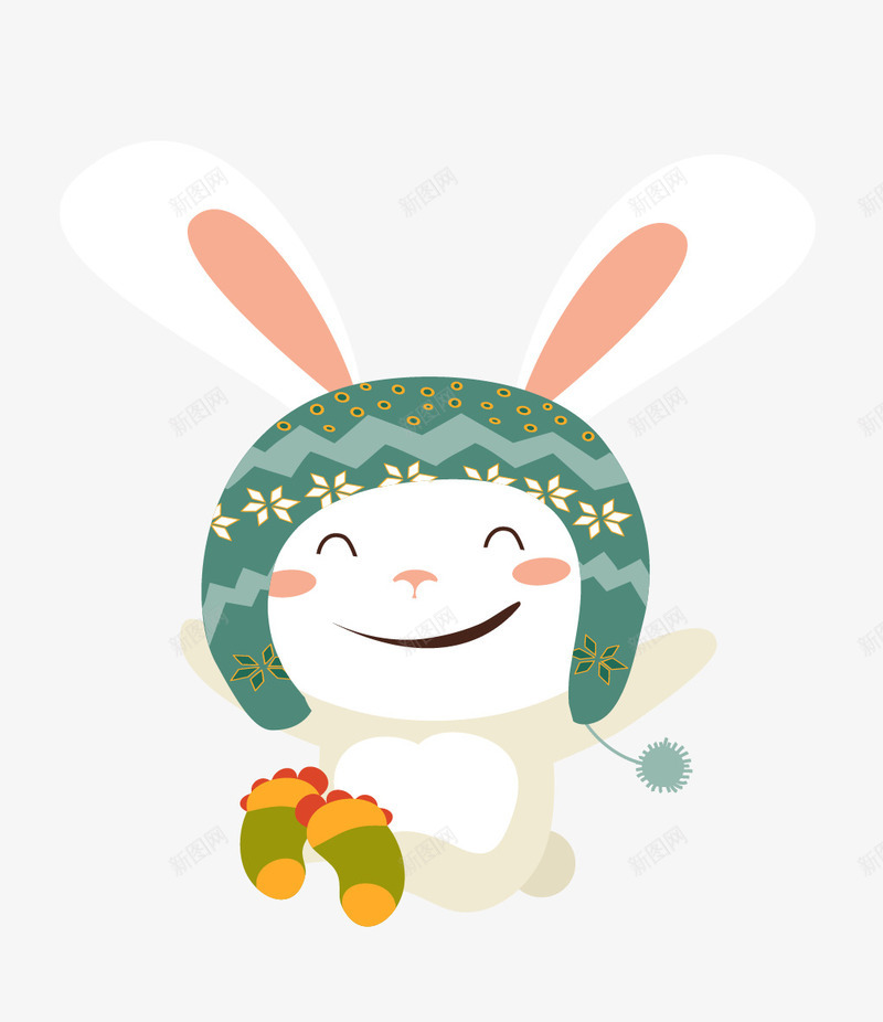 戴帽子的兔子png免抠素材_新图网 https://ixintu.com 一只 兔子 卡通 可爱 帽子 手绘 棕色 白色 绿色