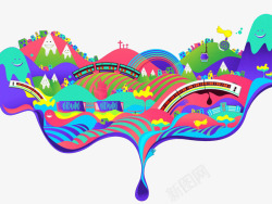 水滴五颜六色彩色创意插画高清图片