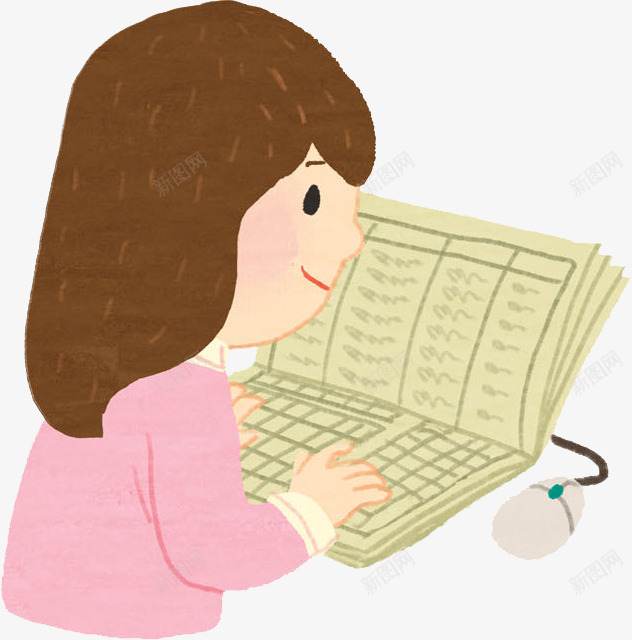 长头发的小女孩在用笔记本电脑打png免抠素材_新图网 https://ixintu.com 双手 小女孩 打字 笔记本电脑 粉红上衣 长头发 长头发的小女孩在用笔记本电脑打字PNG下载免费下载 鼠标