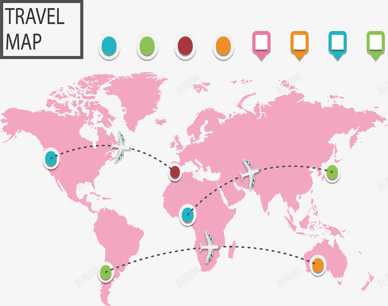 粉红色世界地图矢量图eps免抠素材_新图网 https://ixintu.com 世界地图 地图图表 矢量素材 粉红色 矢量图
