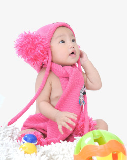 摄影粉红色的小孩子帽子素材