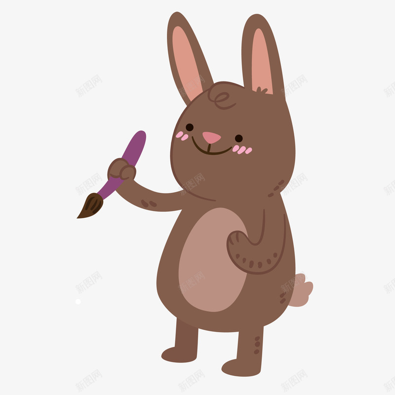 卡通手绘拿着画笔的小兔子矢量图ai免抠素材_新图网 https://ixintu.com 动物设计 卡通 小兔子 彩绘 手绘 画笔 矢量图