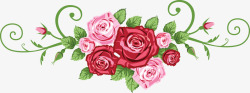 手绘粉红色玫瑰装饰素材