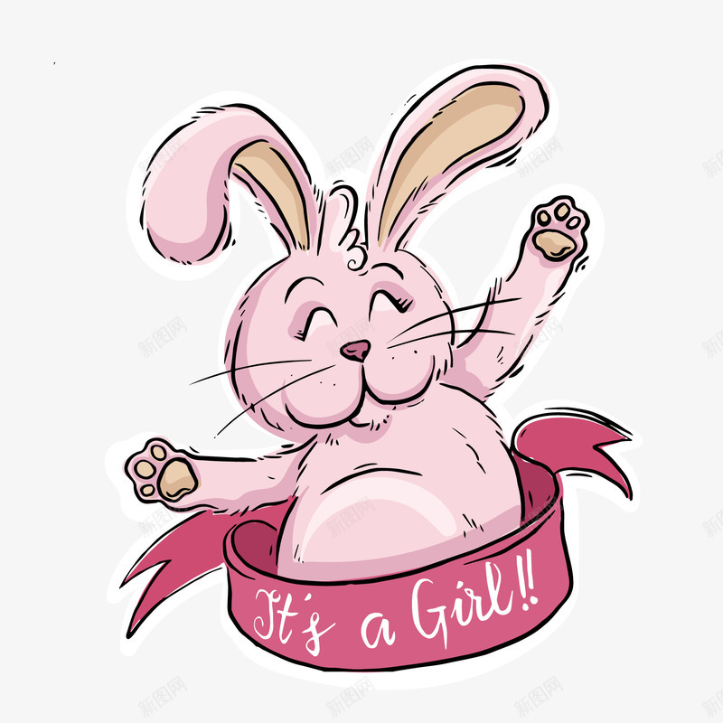 粉红色可爱的兔子矢量图ai免抠素材_新图网 https://ixintu.com 兔子 动物 可爱 粉色 耳朵 矢量图