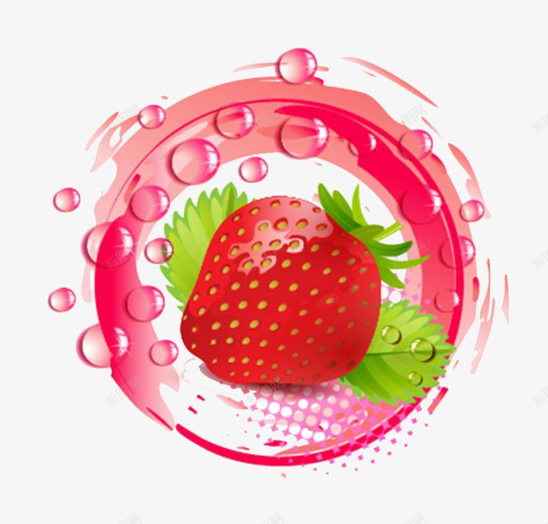 红色草莓png免抠素材_新图网 https://ixintu.com 制作 墨迹 树叶 水滴 水珠 生活百科 草莓 设计 餐饮美食