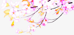 粉黄色手绘梅花装饰素材