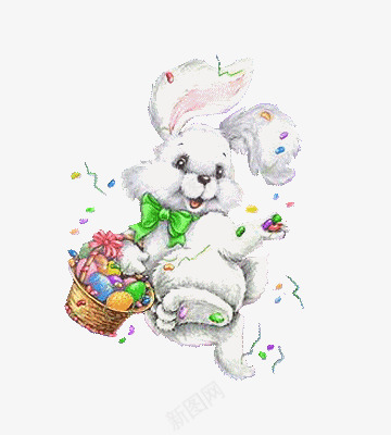 撒糖果的卡通小白兔png免抠素材_新图网 https://ixintu.com 兔子 分享 卡通图画 手绘 白色 美食