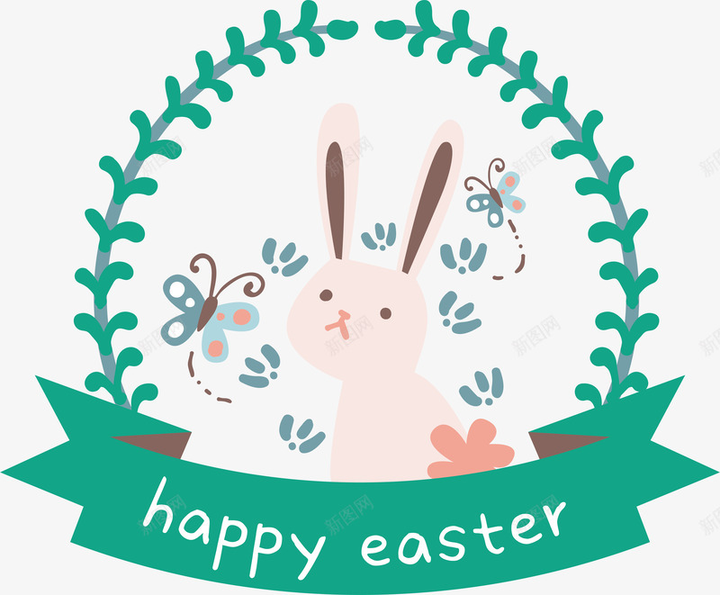 复活节小兔子标签png免抠素材_新图网 https://ixintu.com 动物 卡通可爱 国外节日 复活节 小兔子 矢量标签