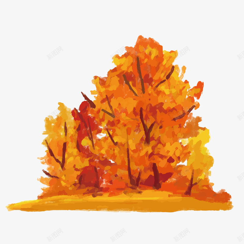 秋天的枫叶png免抠素材_新图网 https://ixintu.com 水彩画 海报 秋天 秋天的枫树 黄色