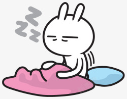 睡觉的卡通白色兔子素材