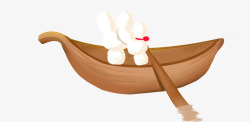 咖啡色划船的兔子素材