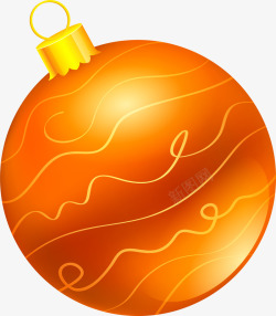 橙色线条圣诞球素材
