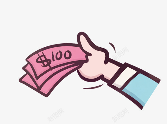 给钱的手势png免抠素材_新图网 https://ixintu.com 100美金 卡通 手绘 给钱