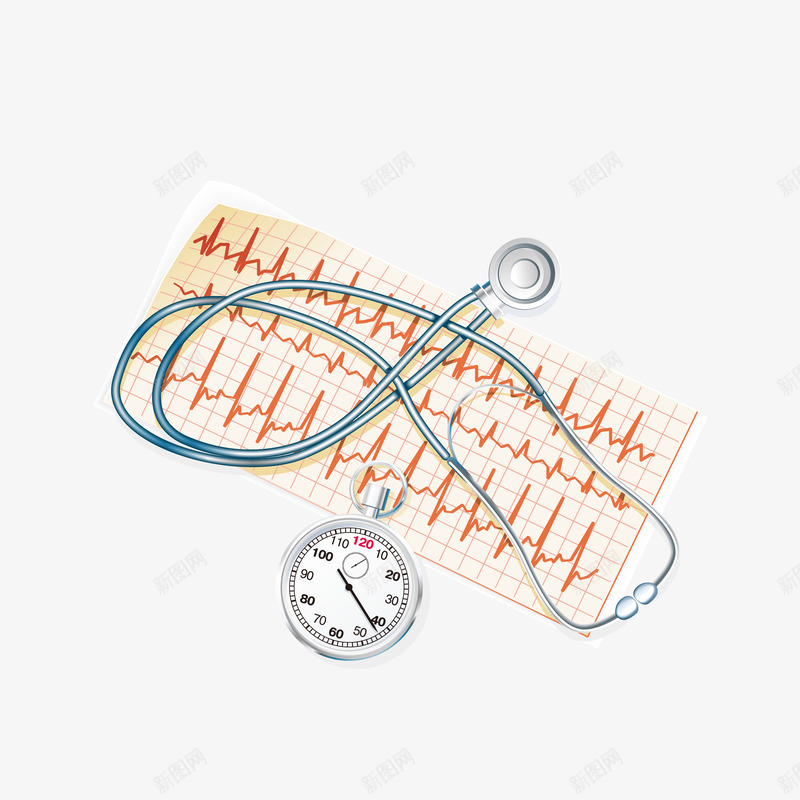 适量心电图矢量图ai免抠素材_新图网 https://ixintu.com 体检心电图 听诊器 粉红色 矢量图