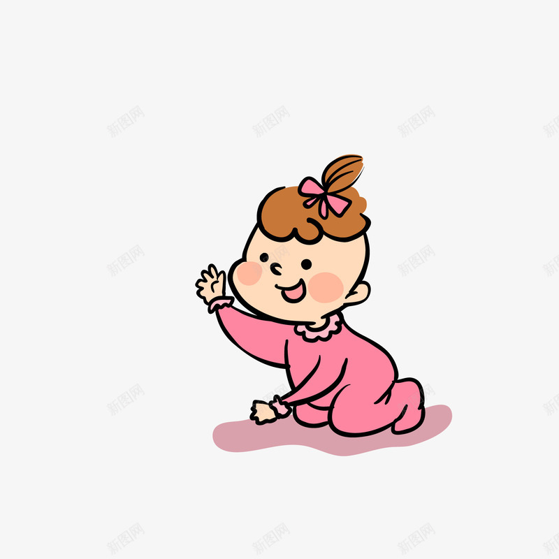 爬婴儿png免抠素材_新图网 https://ixintu.com 可爱女婴 粉红女婴 粉红婴儿