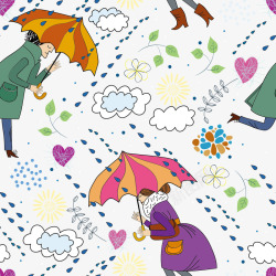女人的心手绘插画雨伞矢量图高清图片