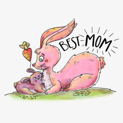 母亲节手绘兔子插画矢量图素材
