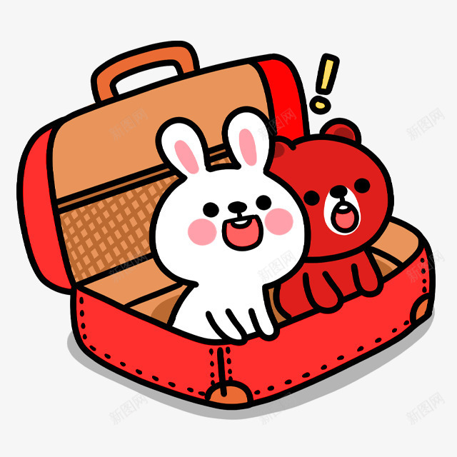 红色打开的箱子动物装饰图案png免抠素材_新图网 https://ixintu.com 免抠PNG 兔子 动物 小熊 打开的箱子 旅行箱 红色 装饰图案