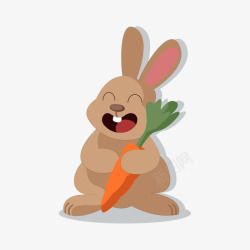 抱着萝卜卡通棕色可爱兔子抱着萝卜矢量图高清图片