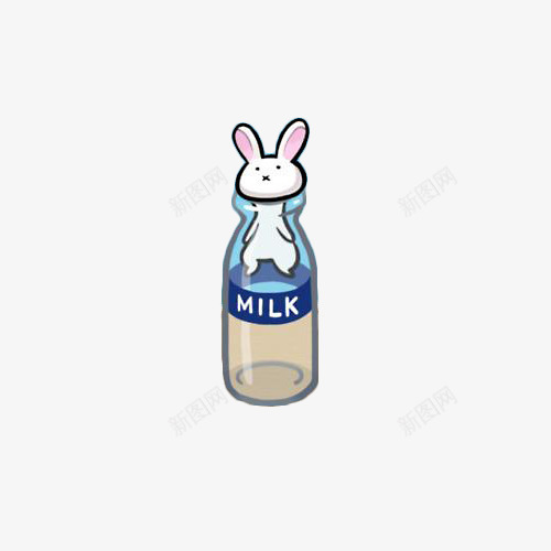 卡通兔子卡在牛奶瓶里png免抠素材_新图网 https://ixintu.com 兔子 卡通 卡通牛奶瓶 手绘 插画 牛奶瓶 瓶子