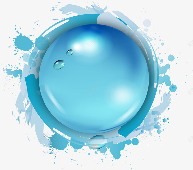 透明水球png免抠素材_新图网 https://ixintu.com 水珠 水球 蓝色 透明