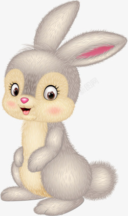 灰色卡通兔子装饰图案素材